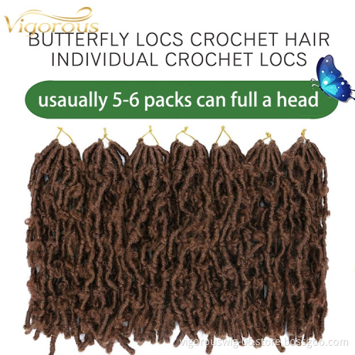 Wholesale 18inch Distressed Butterfly Locs Crochet Hair Premade Ombre Color Faux Locs Vendor synthetic brasiding Hair Extension